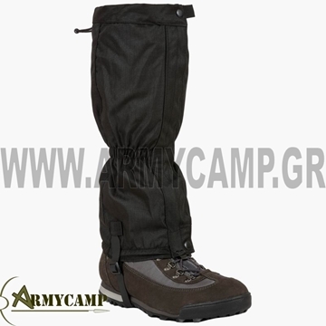 GAT001 ΓΚΕΤΕΣ ΧΙΟΝΙΟΥ AB-TEX Water and mud in your boots can quickly turn a brilliant day into a miserable one so having good gaiters with you in the hills is an absolute must. These walking gaiters are made from our water-resistant Ab-Tex fabric and with a main zip fastening and a strong underfoot stirrup are designed to be easy to chuck on halfway up a hill if things start getting a bit boggy underfoot. Made of 600D Ripstop Ab-Tex fabric
