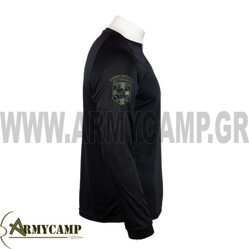 Μπλουζάκι μακρυμάνικο ΔΙ.ΑΣ με κεντημένα μανίκια χαμηλής οράσεως ΔΙ.ΑΣ δεξιά  και  χαμηλής οράσεως ΕΛ.ΑΣ αριστερά σχεδιασμένο να φοριέται με  γιλέκο μάχης .