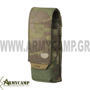 ΘΗΚΗ Tourniquet Cordura® MULTICAM® Tourniquet Pouch - Cordura® Multicam® The Tourniquet Pouch is designed for easy carrying of standard tourniquets, especially of the CAT type. The pouch features a simple hook & loop flap for quick access, enhanced with a non-slip grip for intuitive opening. On the side of the pouch are two elastic loops for carrying a small marker used to indicate the application of the tourniquet. The Tourniquet Pouch can be attached via a MOLLE/PALS compatible modular system or on a belt up to 45mm wide, in both horizontal and vertical positions. A pouch with a tourniquet is a mandatory part of modern battlefield gear. SKU: MO-GTP-CD Weight [g]: 40.00 Product line: Patrol Additional product line: Law Enforcement Dimensions [h/w/l]: 15 cm x 5 cm x 5 cm / 5.9 in x 2 in x 2 in Additional features: MOLLE/PALS Material Main fabric: Cordura® Main fabric composition: 100% Nylon Main material grammature [g/m2]: 263.00