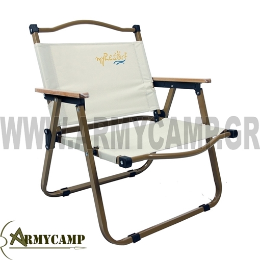 καρεκλα-παραλιασ-μεταλλικη-ξυλινα-μπρατσα-μπεζ 142-8731 campus  myresort  Metal beach armchair in ecru color, ideal for the beach, camping, or outdoor use. Designed for comfort and durability, it features a sturdy metal frame and high-quality Oxford polyester 600D fabric, resistant to wear and weather conditions.142-8731 campus  myresort